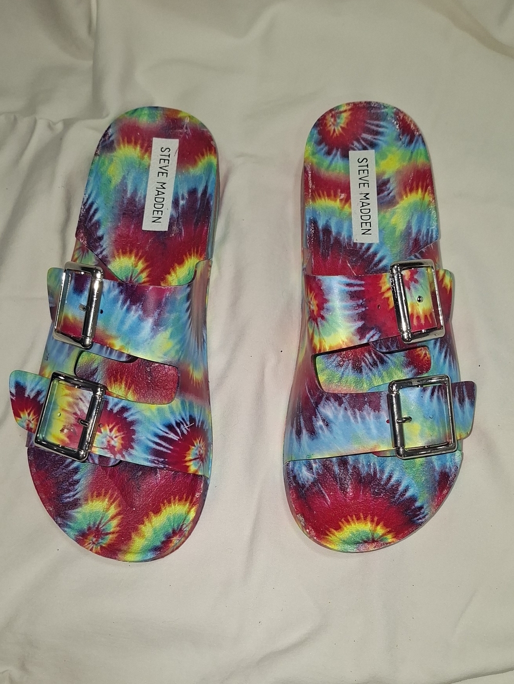 Steve Madden Kids Tie-Dye Buckle Slide Sandals - Rainbow